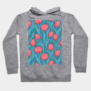 Tulips in blue and red Hoodie